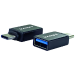 Maplin USB-C to USB-A 3.1 Gen 1 Female Adapter Twin Pack - Black, 14cm