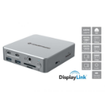 LevelOne Conceptronic DONN25G 15-in-1 DisplayLink USB 3.2 Gen 2 Docking Station; USB-A 5Gbps x 2; USB-A 10Gbps x 2; USB-C 10Gbps x 2; HDMI x 2; DisplayPort; SD; TF/MicroSD; GbE LAN; Audio; DC in; Security Slot; PD 3.0