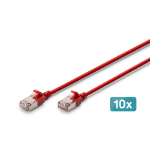 Digitus CAT 6A F-FTP Slim patch cord, 0.3m, red, 10 pieces