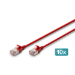 Digitus CAT 6A F-FTP Slim patch cord, 3 m, red, 10 pieces