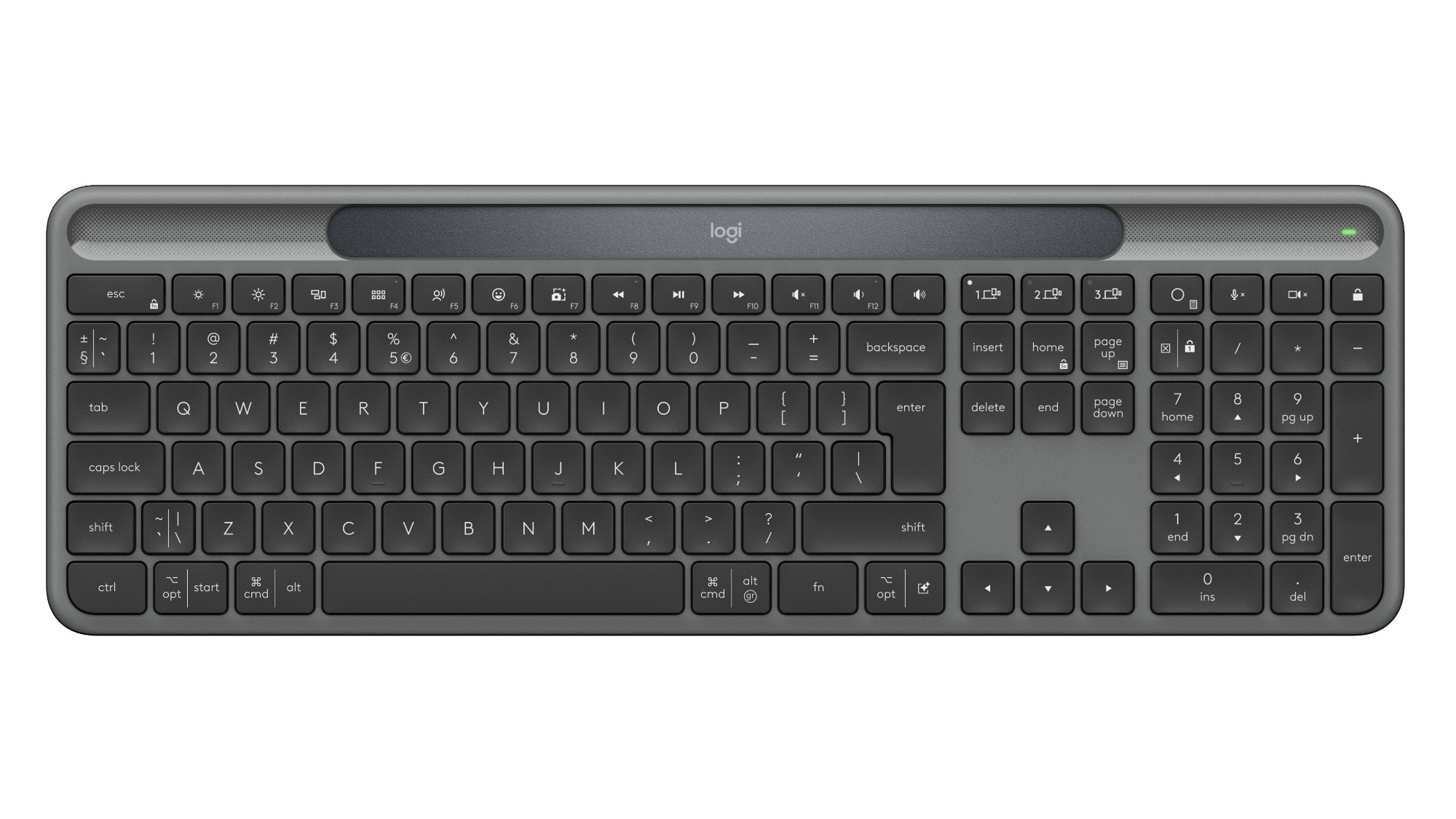 Logitech Signature Slim Solar+ K980 keyboard Universal RF Wireless + Bluetooth QWERTY UK International Graphite