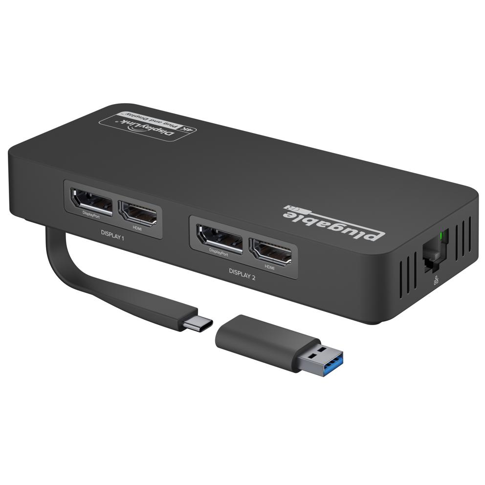 Photos - Other for Laptops Plugable Technologies 4K DisplayPort and HDMI Dual Monitor Adapter wit USB