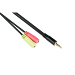 Alcasa AD-HS03 audio kabel 0,2 m 3.5mm 2 x 3.5mm Zwart