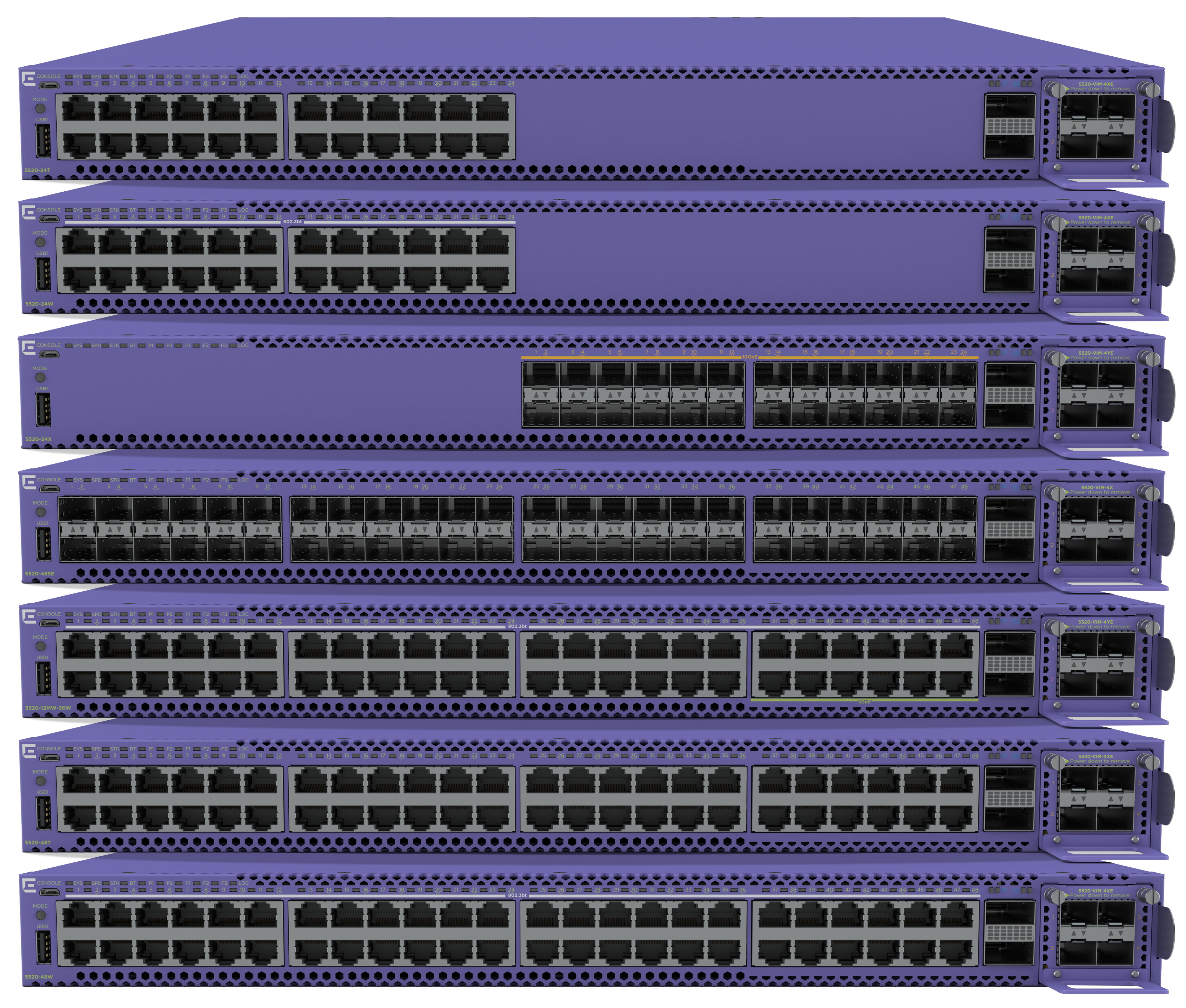 Image of Extreme networks 5520-24X network switch Managed L2/L3 Purple