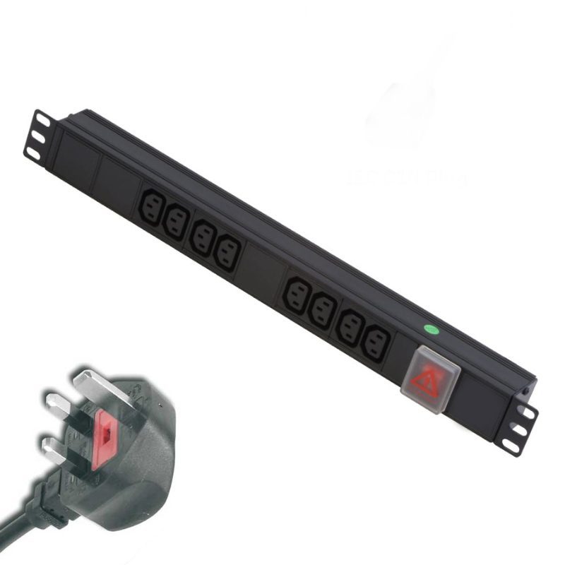 Image of POWERDATA 8 WAY 19 INCH RACK PDU IEC SKTS TO 13A PLUG - HORIZONTAL