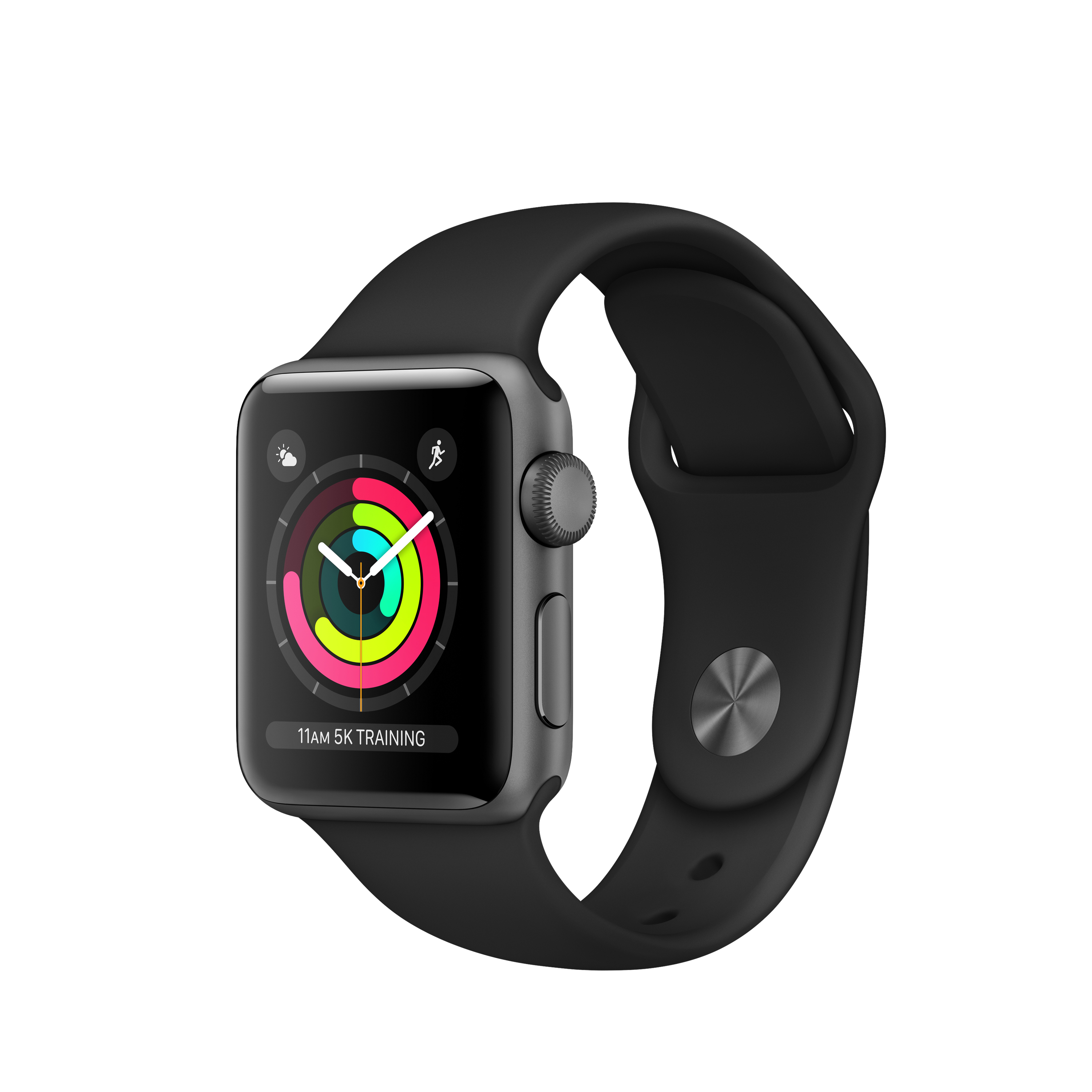 Apple Watch Series 3, 38mm, GPS - Space Grey Aluminium with Black Sport Band