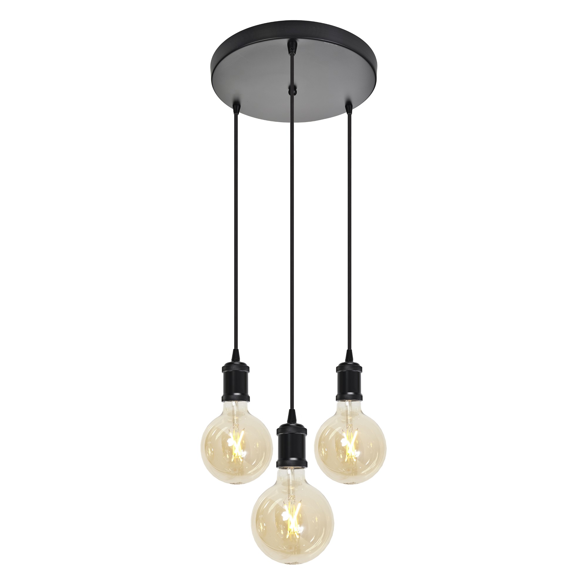 4lite Decorative 3 Light Circular Ceiling Pendant inc 3x G125 Globe Smart Bulbs