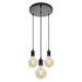 4lite Decorative 3 Light Circular Ceiling Pendant inc 3x G125 Globe Smart Bulbs