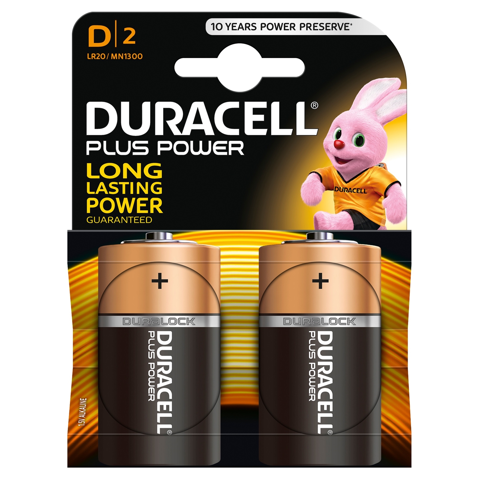 Image of Duracell Plus Power Alkaline Pack of 2 D Batteries