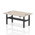 Dynamic Air Back-to-Back W1800 x D600mm Height Adjustable Sit Stand 2 Person Bench Desk With Cable Ports Grey Oak Finish Black Frame - HA02508 DD