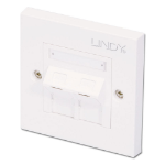 Lindy CAT6 Single Wall Plate with 2 x Angled RJ-45 Shuttered Socket, Unshielded