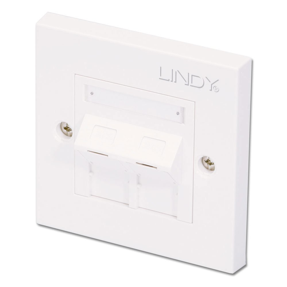 Lindy CAT6 Single Wall Plate with 2 x Angled RJ-45 Shuttered Socket. U
