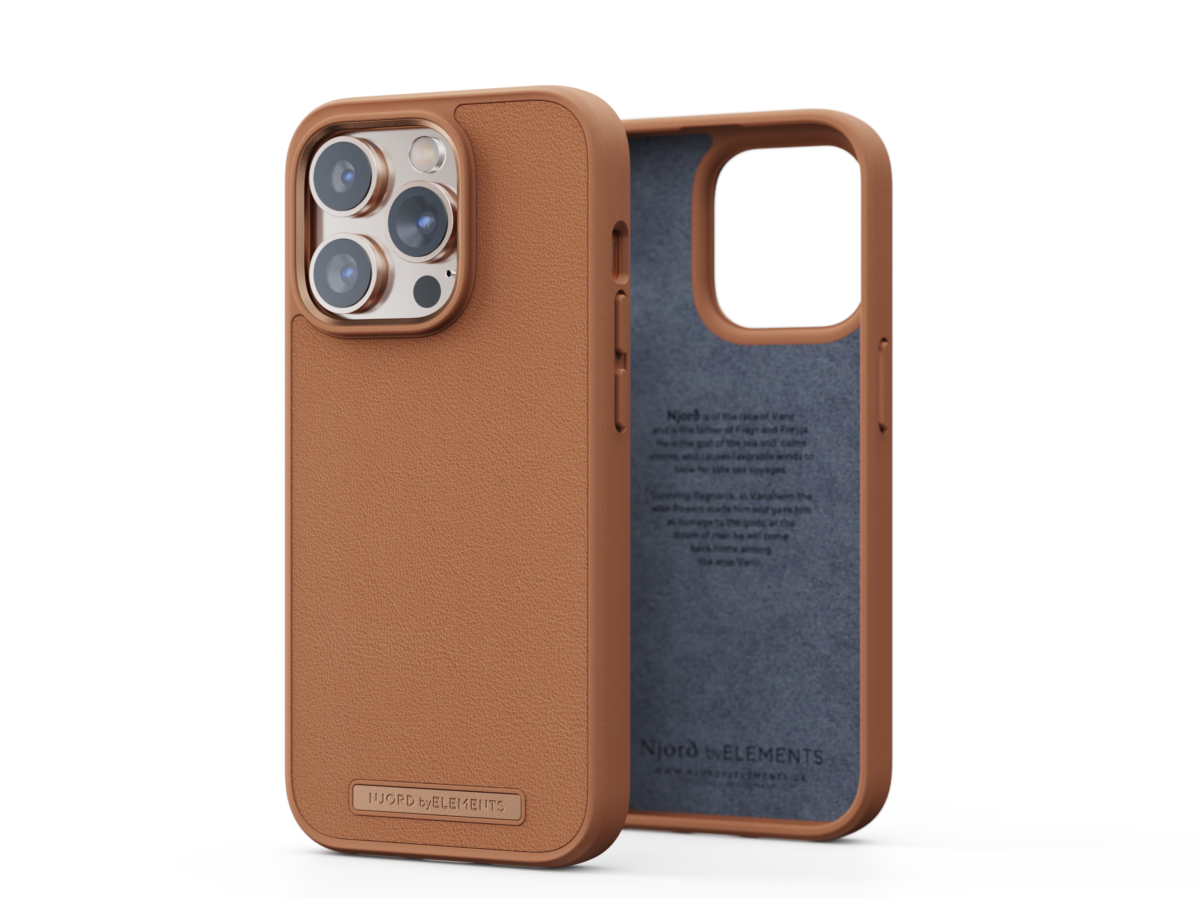 Njord byELEMENTS Genuine Leather Case for Apple iPhone 14 Pro, Cognac