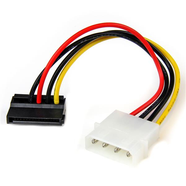 Image of StarTech.com 6in 4 Pin LP4 to Left Angle SATA Power Cable Adapter