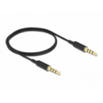 DeLOCK Stereo Jack Cable 3.5 mm 4 pin male to male Ultra Slim 0.5 m black