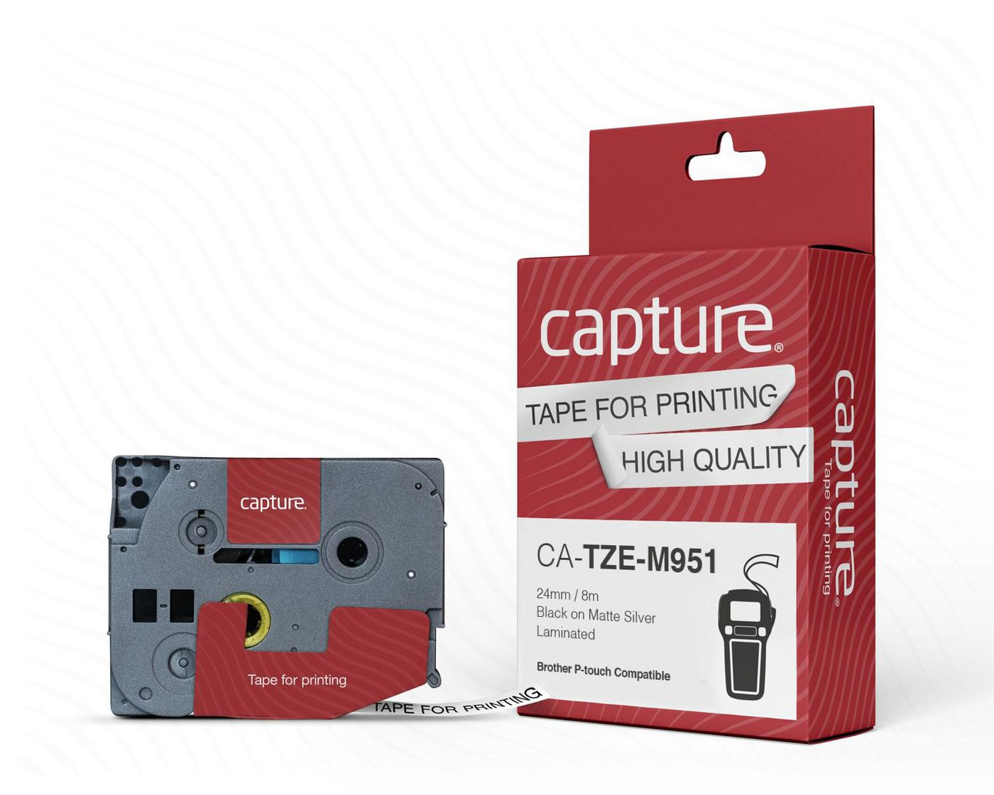 Capture CA-TZE-M951 label-making tape Black on silver