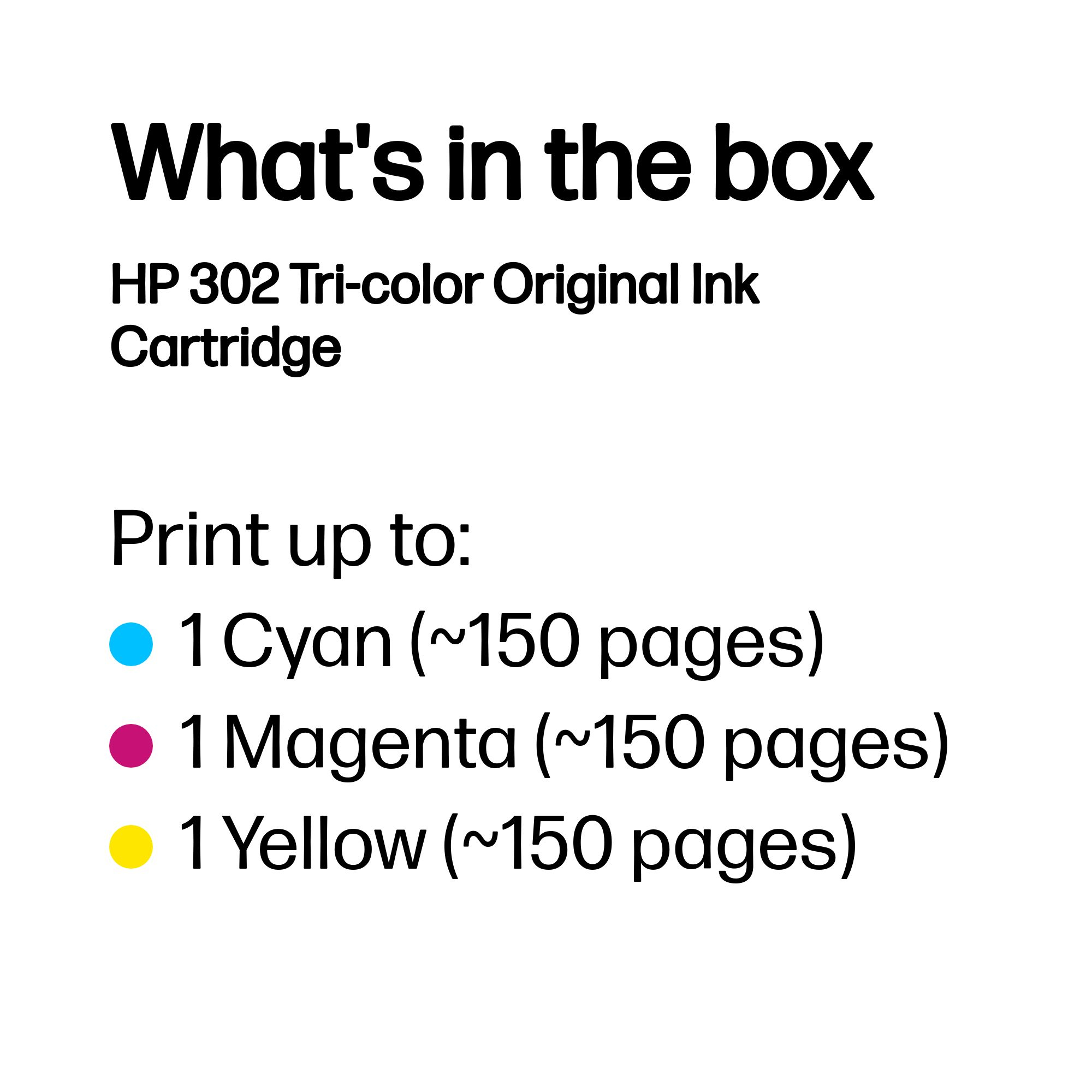 HP F6U65AE/302 Printhead cartridge color, 150 pages ISO/IEC 24711 4ml for HP DeskJet 1110/2130/OfficeJet 5200