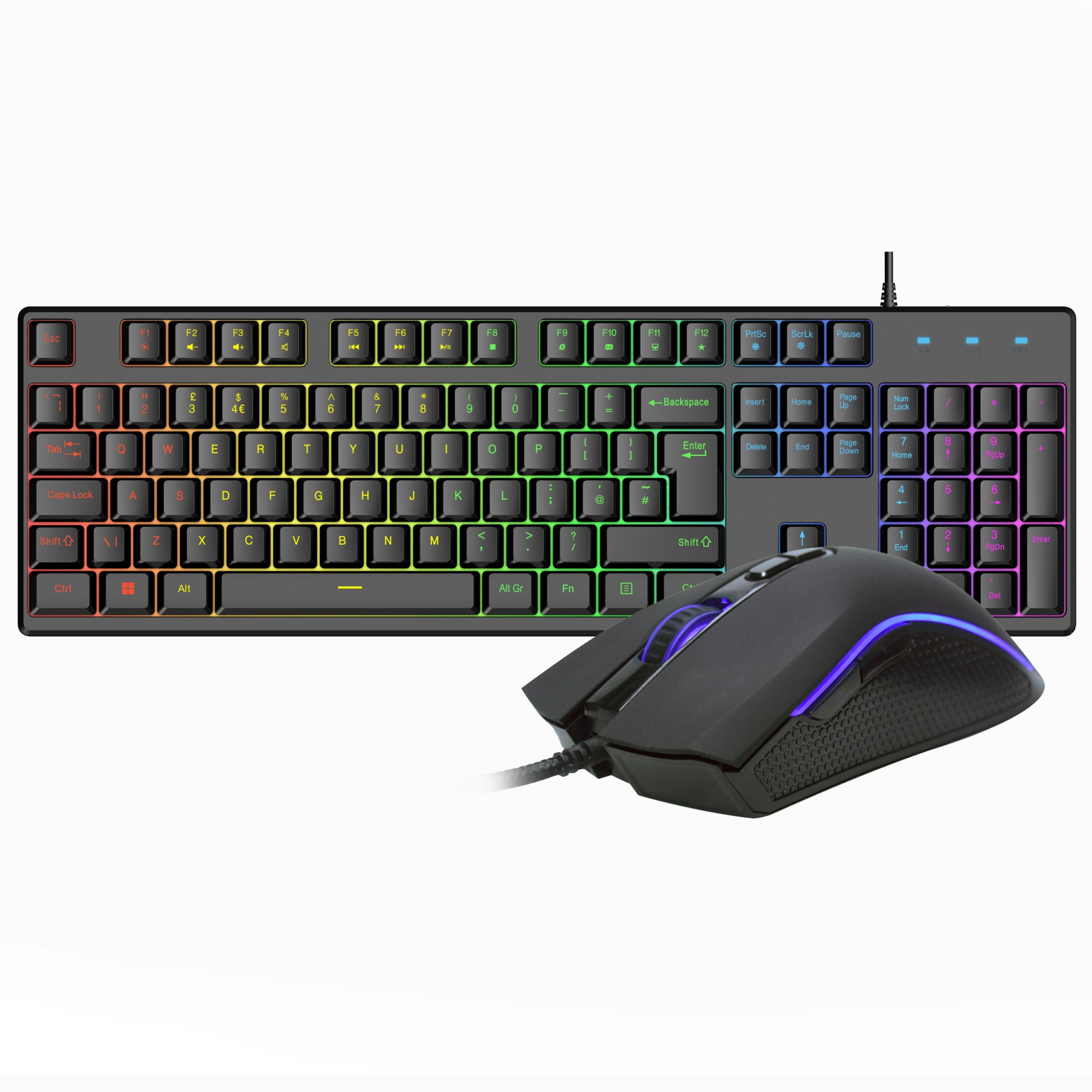 REBEL 2IN1 BLACK USB DESK KIT keyboard Mouse included Gaming QWER