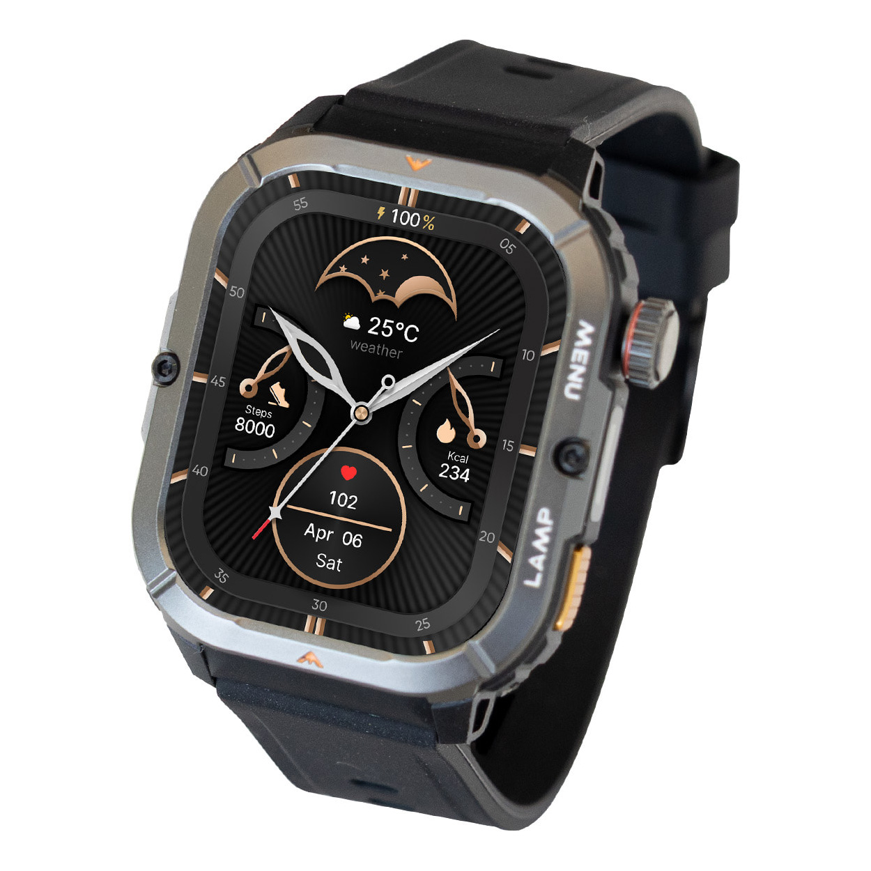 Legion 3 Rugged Smart Watch - 5ATM & IP68 Heart Rate Bllod Oxygen Calling