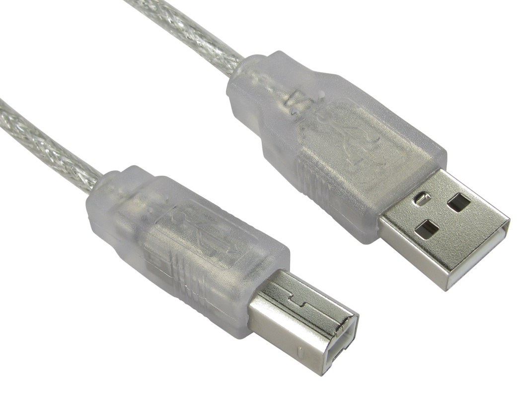 Cables Direct USB A - USB B M/M 3m USB cable USB 2.0 Transparent