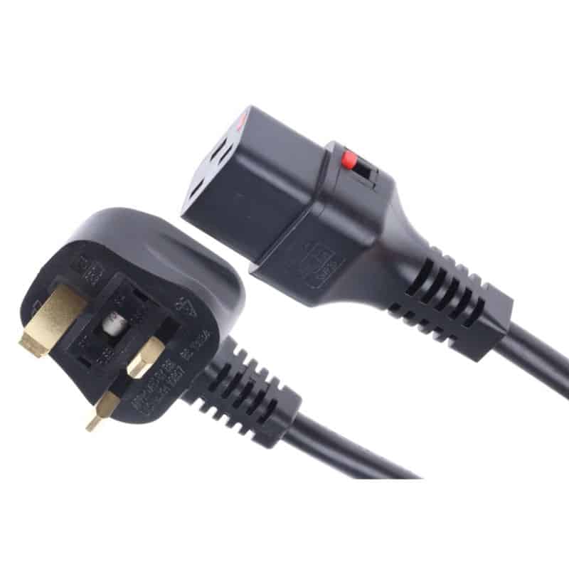 FDL 2M UK MAINS PLUG TO IEC C19 SOCKET POWER CABLE - LOCKABLE