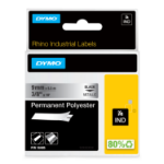 DYMO ® Rhino Industrial Permanent Polyester Labels, 3/8", Black Print on Metallic Tape
