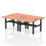Dynamic Air Back-to-Back W1200 x D800mm Height Adjustable Sit Stand 4 Person Bench Desk With Cable Ports Beech Finish Black Frame - HA01710 DD