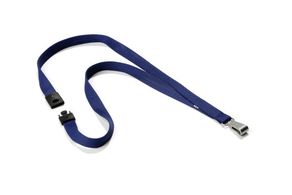 Durable Textile lanyard SOFT COLOUR midnight blue strap Badge holder Metal, Textile