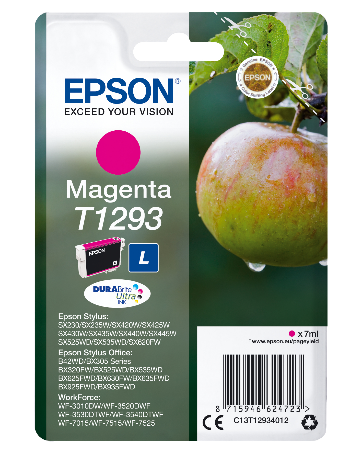Image of Epson C13T12934012/T1293 Ink cartridge magenta, 330 pages ISO/IEC...
