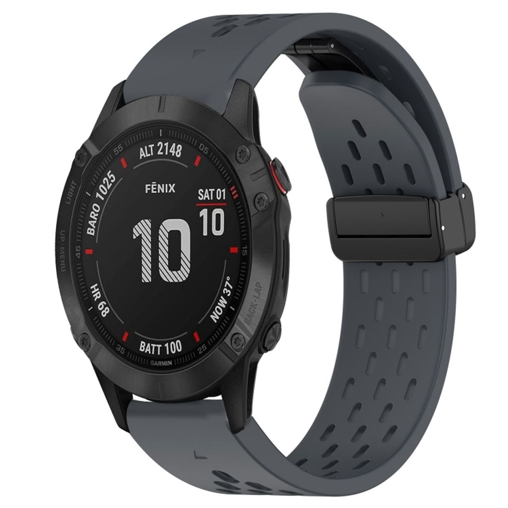 EU Product - Fenix 6 Sapphire GPS Silicone Watch Band with Magnetic Clasp - Gray thumbnail