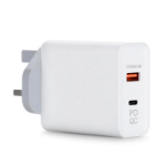 FDL 2 PORT 1X USB A QC3 & 1 X USB-C PD MAINS CHARGER 45W - WHITE