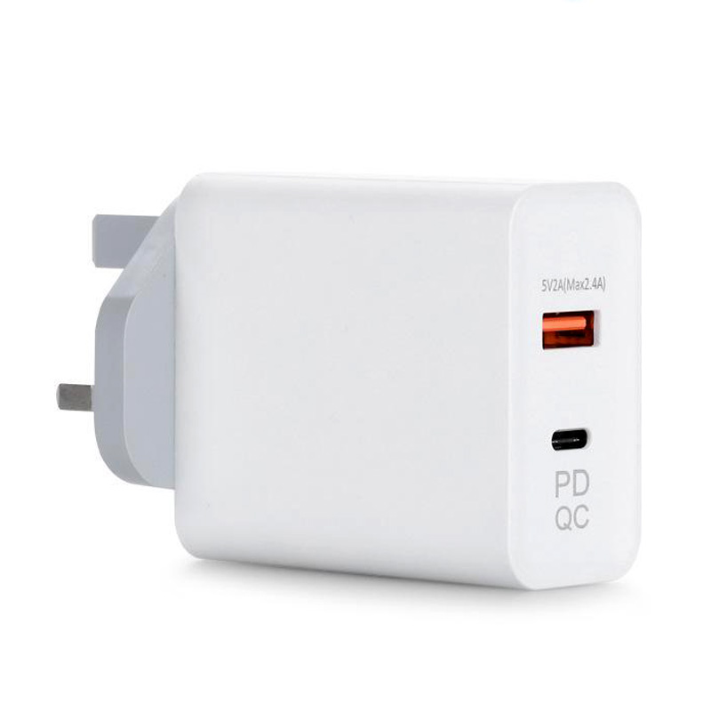 Image of FDL 2 PORT 1X USB A QC3 & 1 X USB-C PD MAINS CHARGER 45W - WHITE