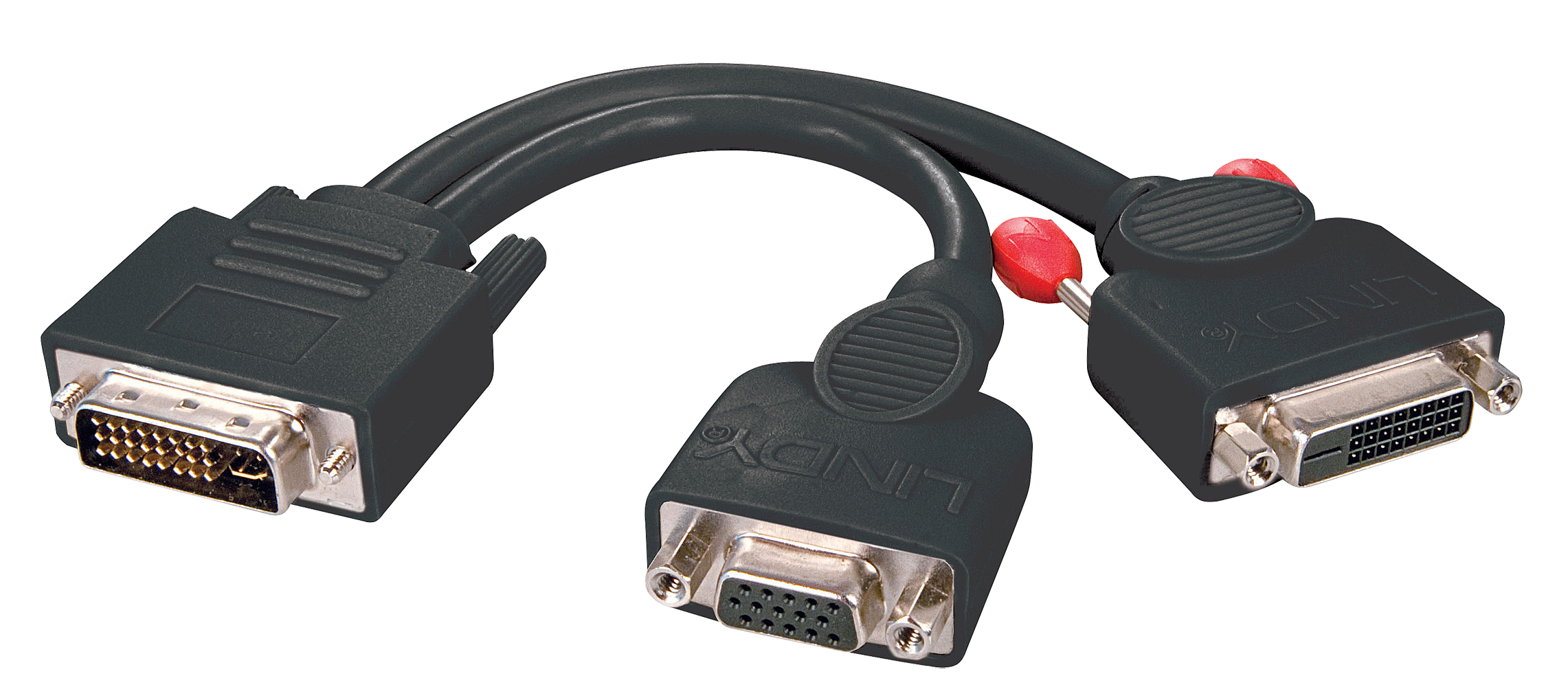 Image of Lindy DVI-I splitter cable VGA+ DVI-D Dual Link Black