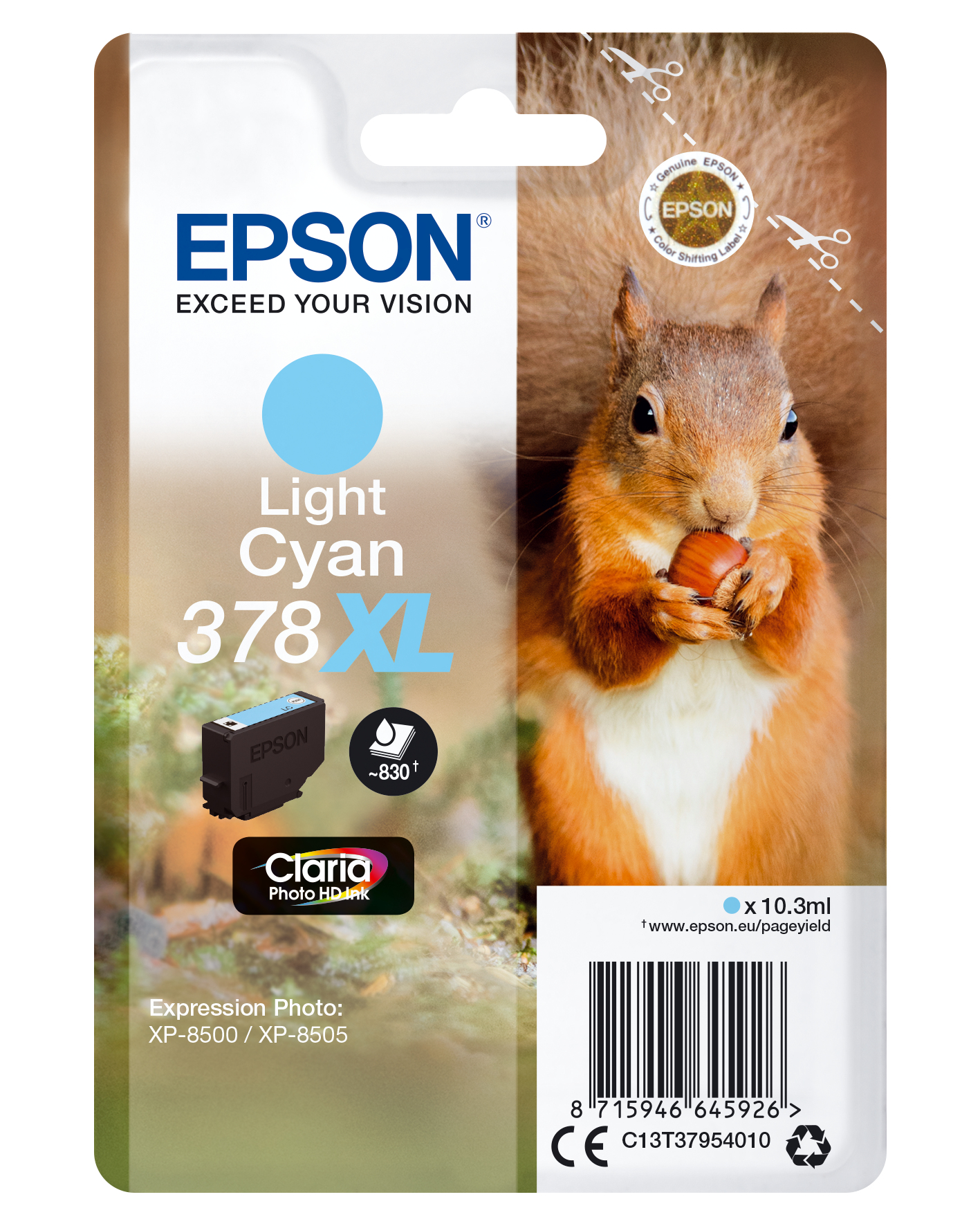 Image of Epson C13T37954010/378XL Ink cartridge light cyan high-capacity,...