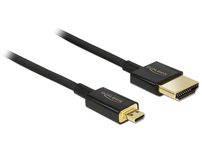 Image of DeLOCK HDMI-A/HDMI Micro-D, 2 m HDMI cable HDMI Type A (Standard)...