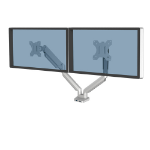 Fellowes Platinum Series Dual Monitor Arm - Monitor Mount for Two 8KG 32 Inch Screens - Adjustable Dual Monitor Desk Mount - Tilt 45Â° Pan 180áµ’ Swivel 360áµ’ Rotation 360áµ’, VESA 75 x 75/100 x 100 - Silver