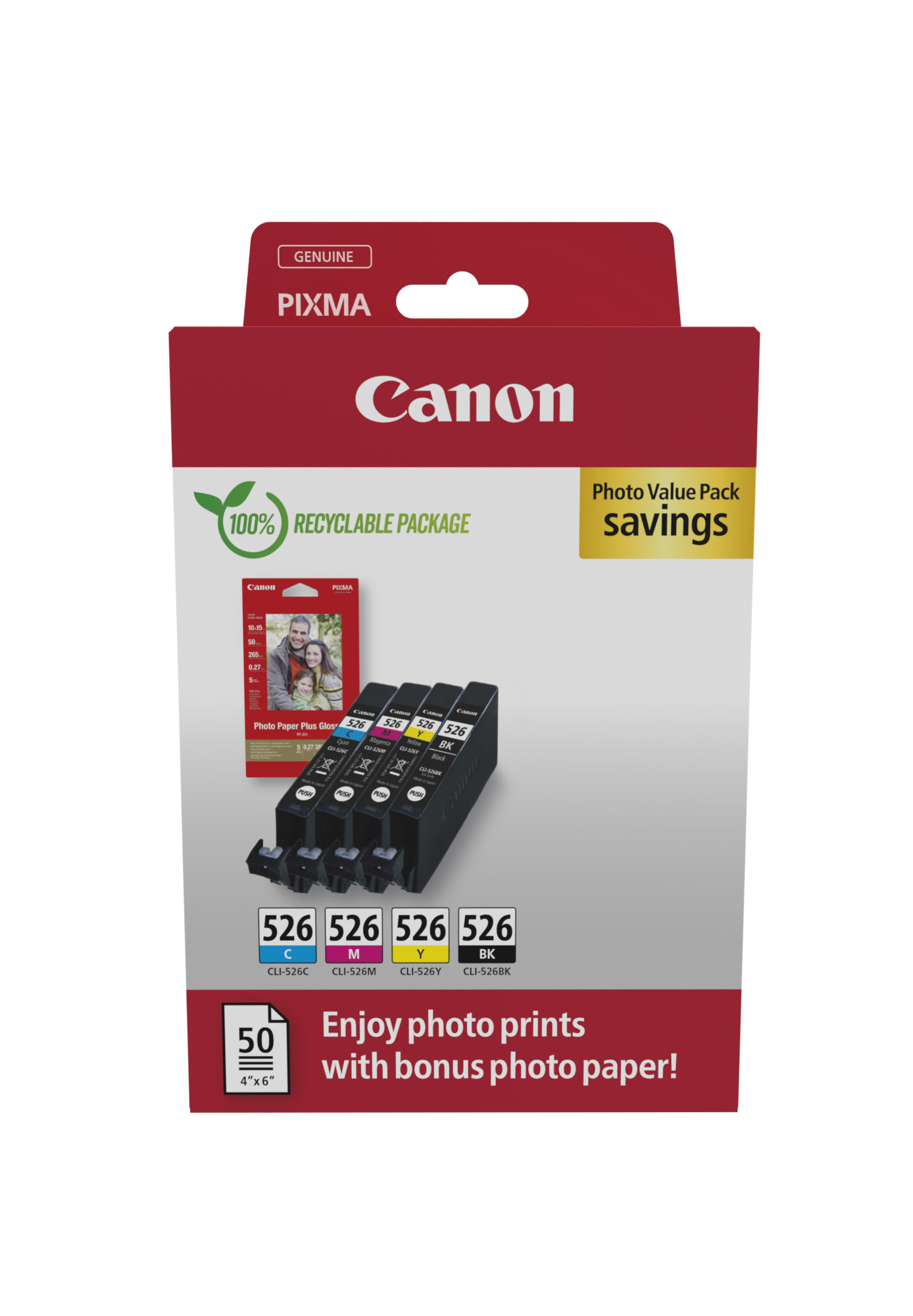 Photos - Inks & Toners Canon 4540B019/CLI-526 Ink cartridge multi pack Bk,C,M,Y + Photopaper 