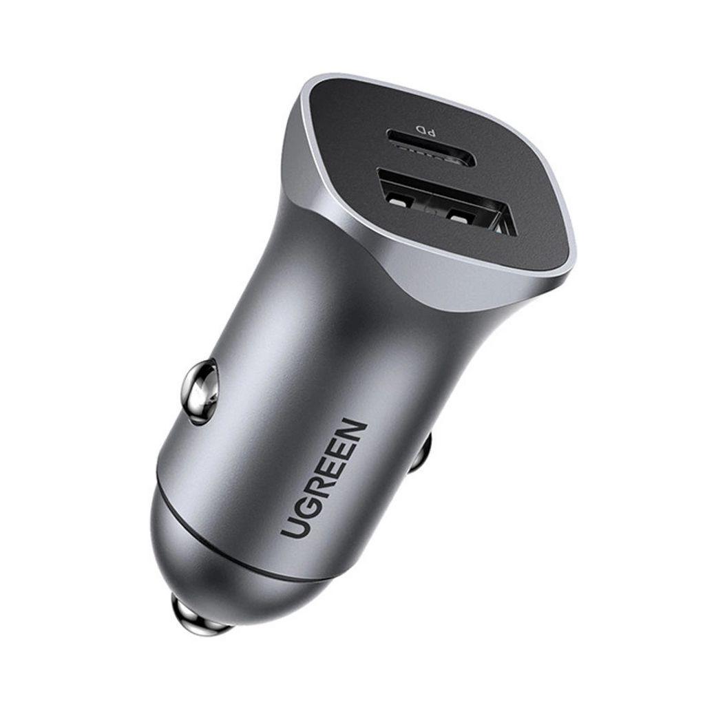 72166 UGREEN car charger USB-C / USB-A, 24W, PD, QC - Gray