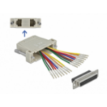 DeLOCK D-Sub 25 pin crimp female to 2 x RJ45 female with assembly kit beige