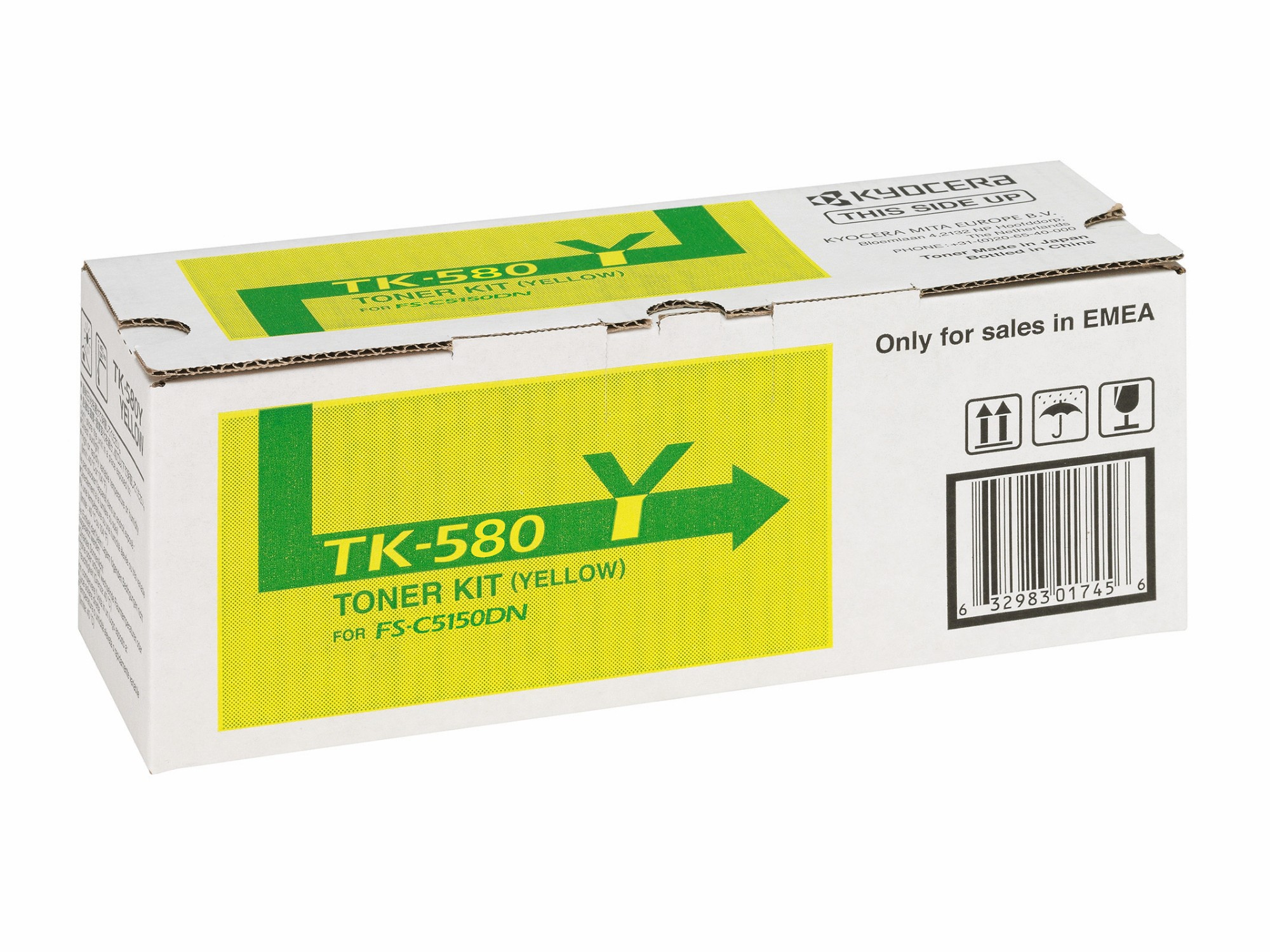 Kyocera TK-580Y Yellow Toner Cartridge (2800 page capacity) 1T02KTANL0