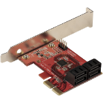 StarTech.com Carte PCI Express SATA 4 ports - Carte Contrôleur PCIe SATA - 6Gbps - ASM1166 Non-Raid - Convertisseur PCI Express 3.0 vers SATA - Connecteurs SATA Empilés - Carte d'Extension SATA