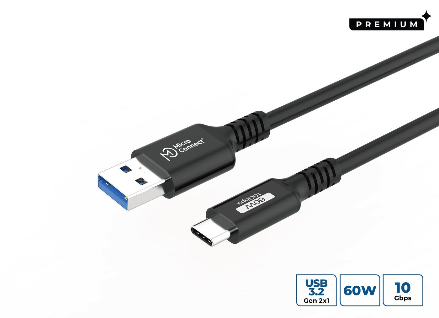 Microconnect Black Usb3.2ac05 Usb Cable Usb 3.2 Gen 2 (3.1 Gen 2) 0.5 M Usb