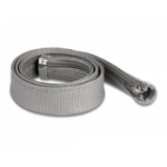 DeLOCK Braided Sleeve with zip fastener heat-resistant 1 m x 30 mm grey