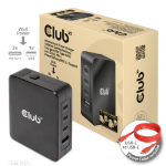 CLUB3D Internationale reislader 140 W GaN-technologie, vier poorten USB Type-A (1x) en -C (3x), PPS + Power Delivery (PD) 3.1-ondersteuning