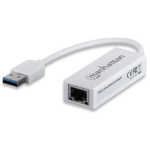 Manhattan USB-A Fast Ethernet Adapter, 10/100 Mbps Network, 480 Mbps (USB 2.0), Hi-Speed USB, RJ45, White, Three Year Warranty, Blister