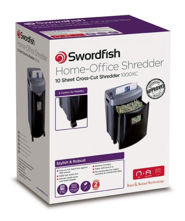 Image of Swordfish 1000XC paper shredder Cross shredding 69 dB 22 cm Black