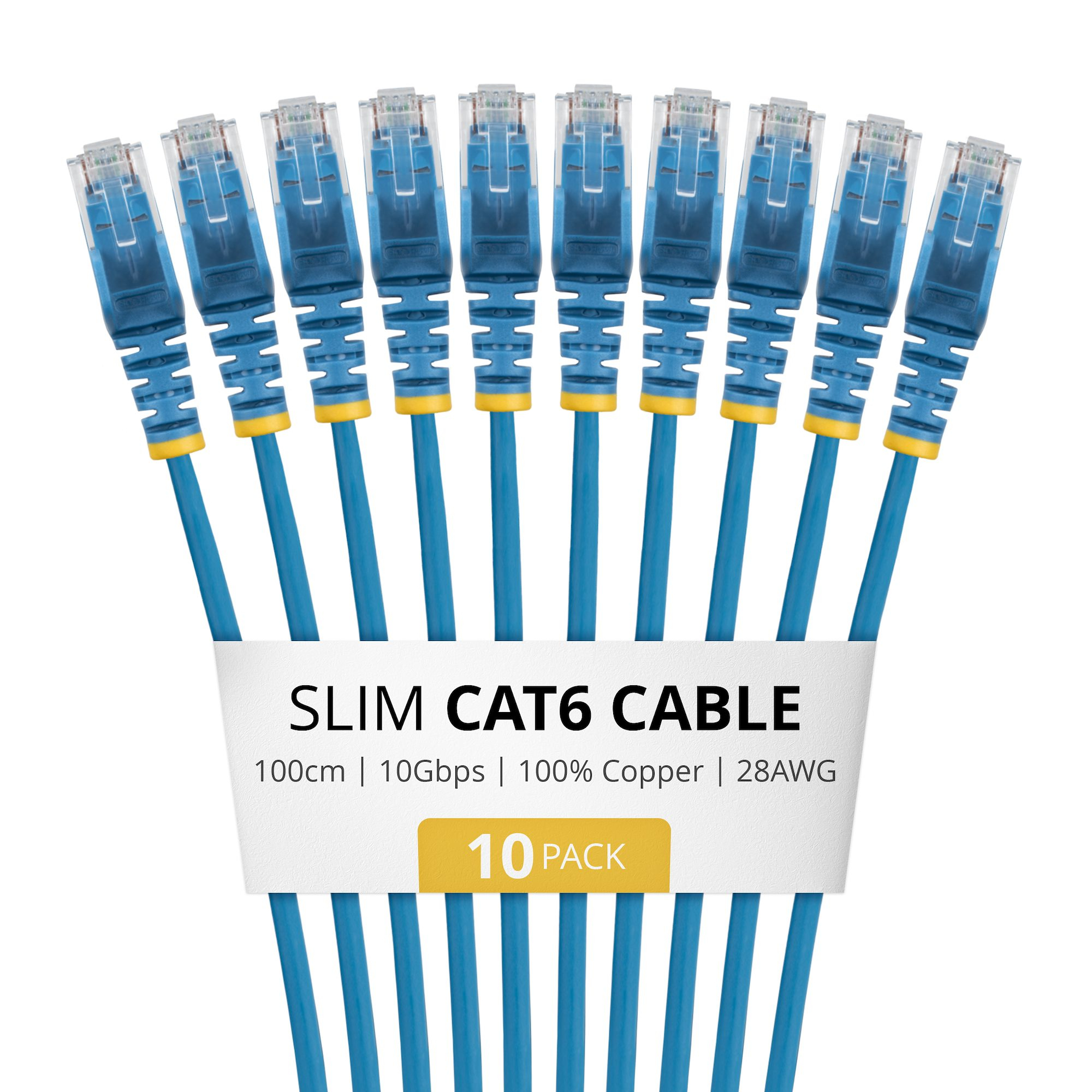 StarTech.com 1m Blue Slim CAT6 Cable. 10 Pack. Snagless. 100W PoE. UTP