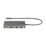 StarTech.com USB C-multiportadapter - HDMI 4K 30 Hz eller VGA-resedocka - 5 Gbps USB 3.0-hubb (USB A/USB C-portar) - 100 W strömförsörjning - SD/Micro SD - GbE - 30 cm kabel - USB C-minidockningsstation