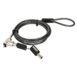 Manhattan Laptop Lock (Nano) with two keys, Compatible with Nano style locks, 1.5m cable, Anti theft, Strong steel cable - metal with clear PVC jacket, Notebook, Lifetime Warranty