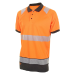 BEESWIFT High Visibility  Two Tone Polo Shirt Short Sleeve Orange / Black L